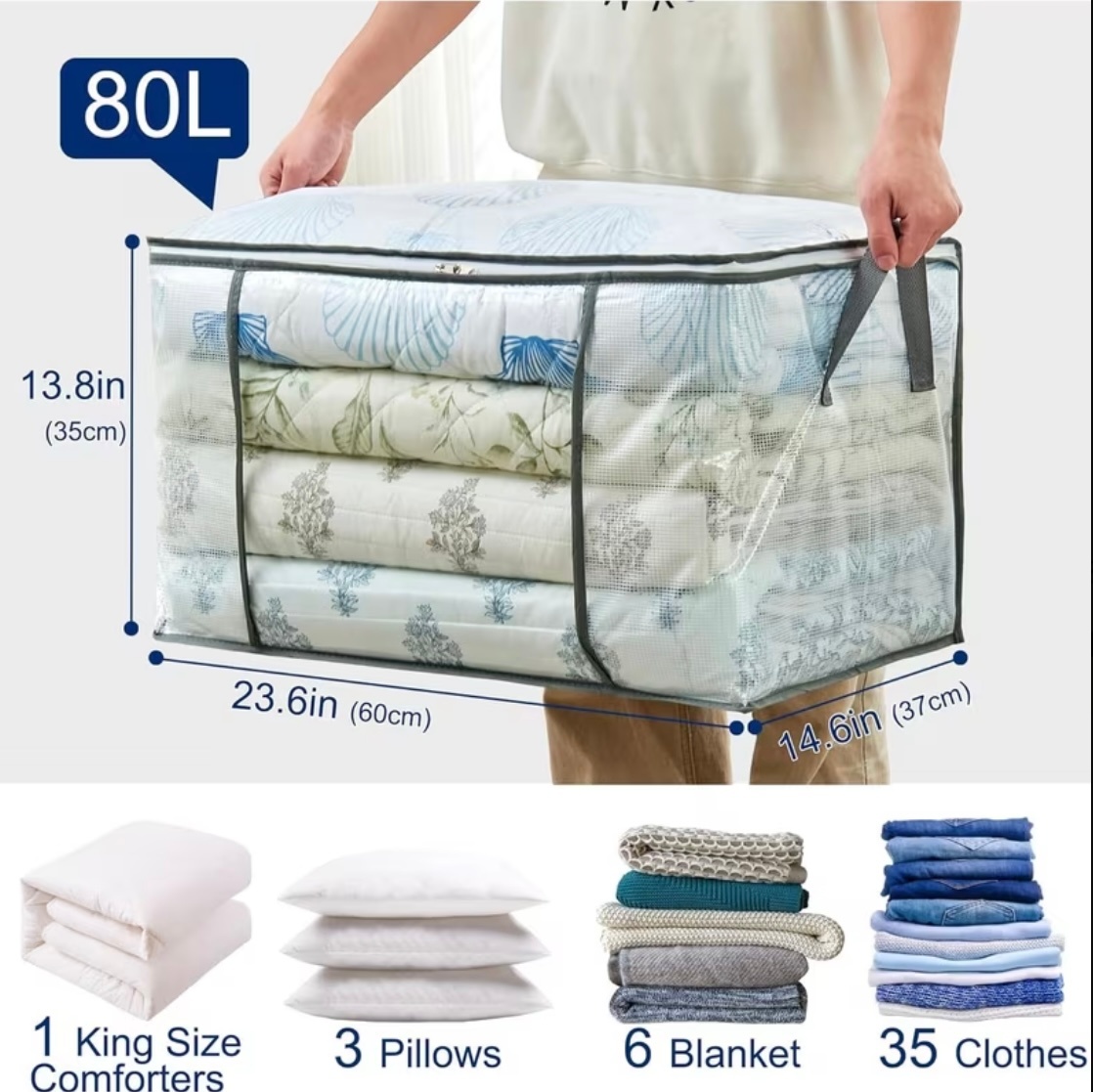 Clear transparent Storage Bag 80L Waterproof Foldable Organizer - photo 2
