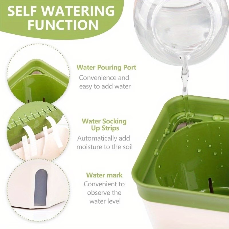 Self-Watering Green/White Planter - photo 5