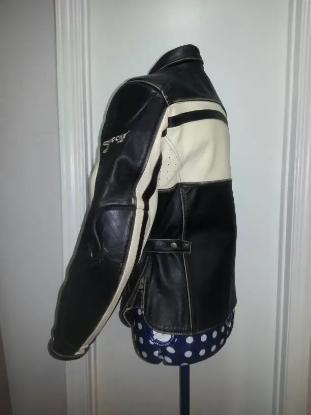 Leather Motorcycle Jacket - Vintage Joe Rocket - Black And Wh... - photo 3