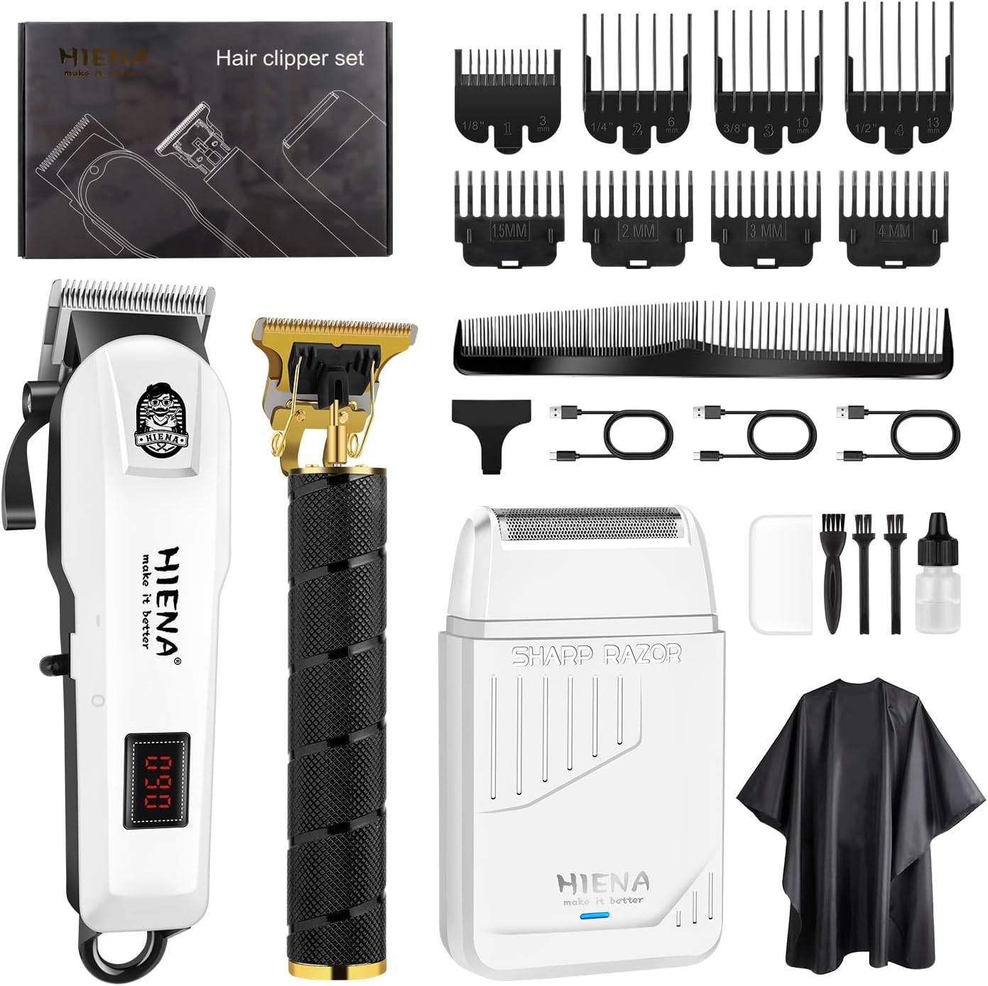 NEW~ HIENA PRO Hair Clipper & Beard Trimmer Kit