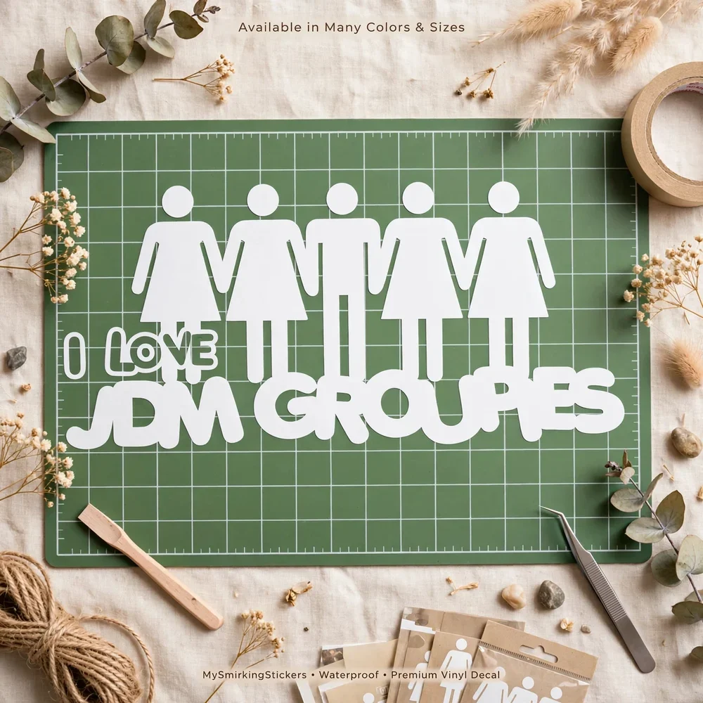 Upgrade your ride with this "I Love JDM Groupes" vinyl decal!