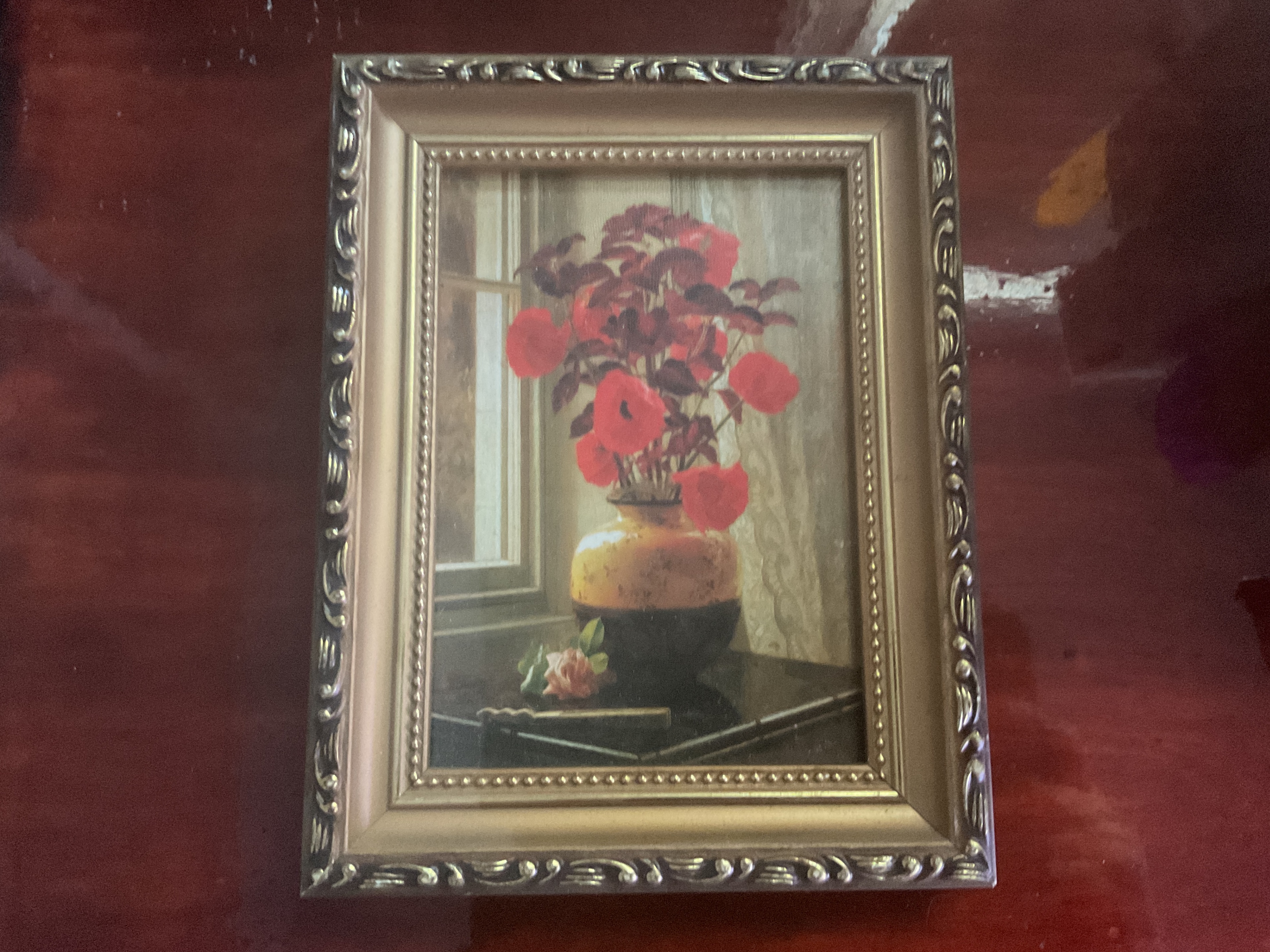 Framed Floral Still Life Painting