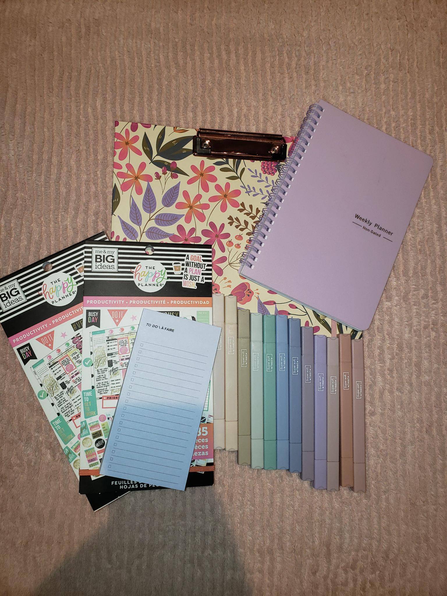 Cute Pink & Purple Floral Stationery Study Bundle