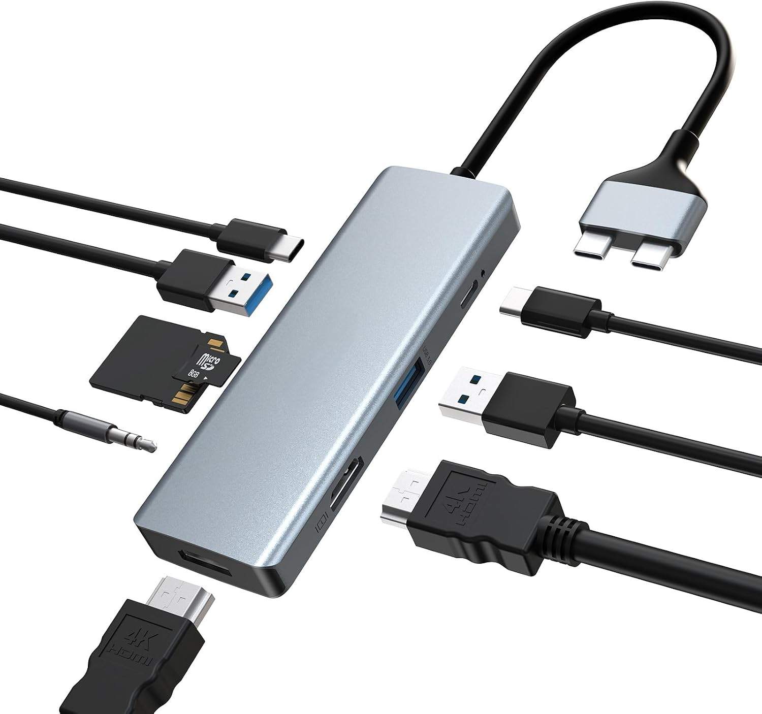 AUKEY 9-in-2 USB-C Hub for MacBook Dual USB-C Connector 4K HDMI - photo 2
