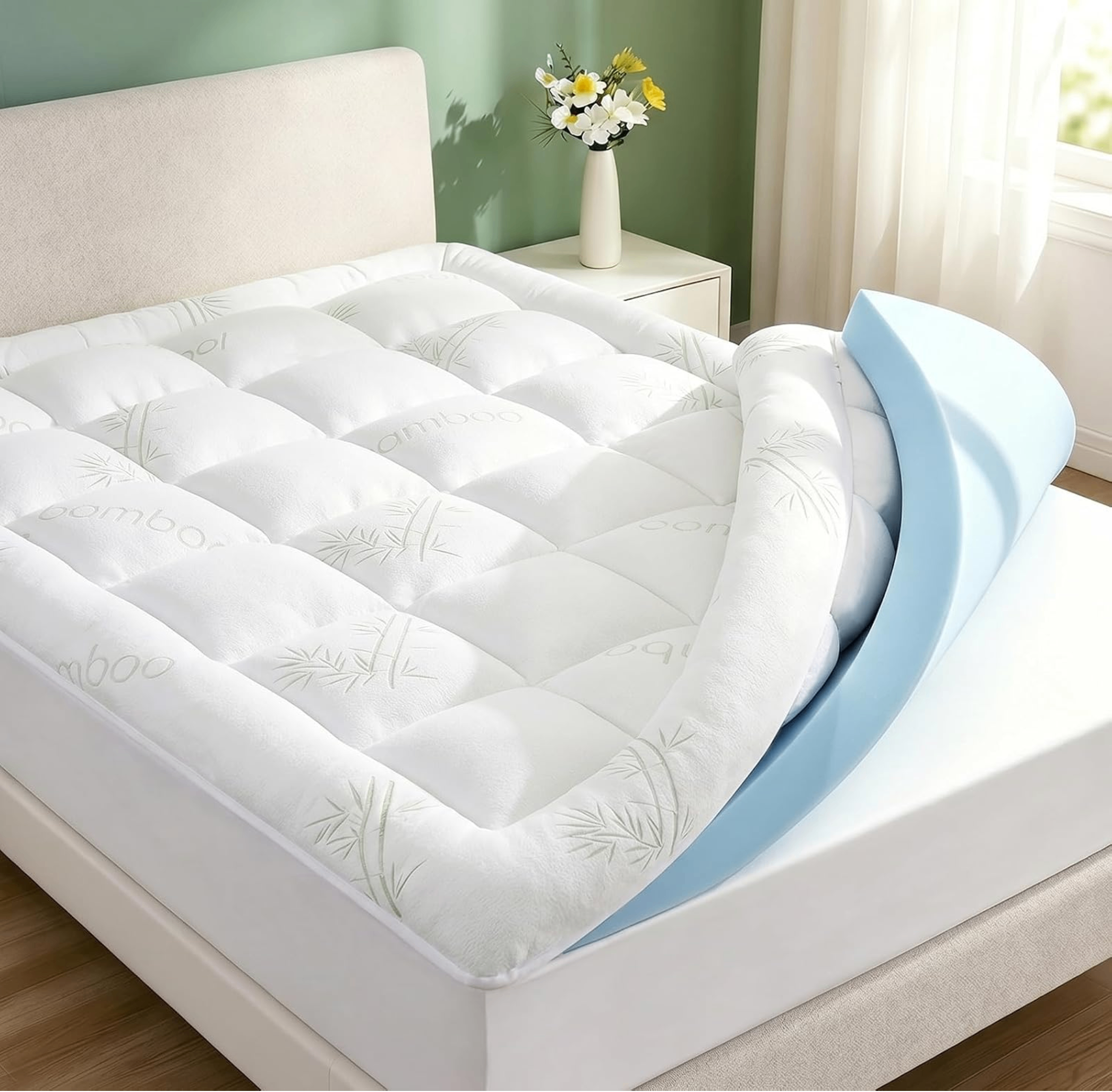 Memory Foam Mattress Topper + Bamboo Pillow Top (Twin)