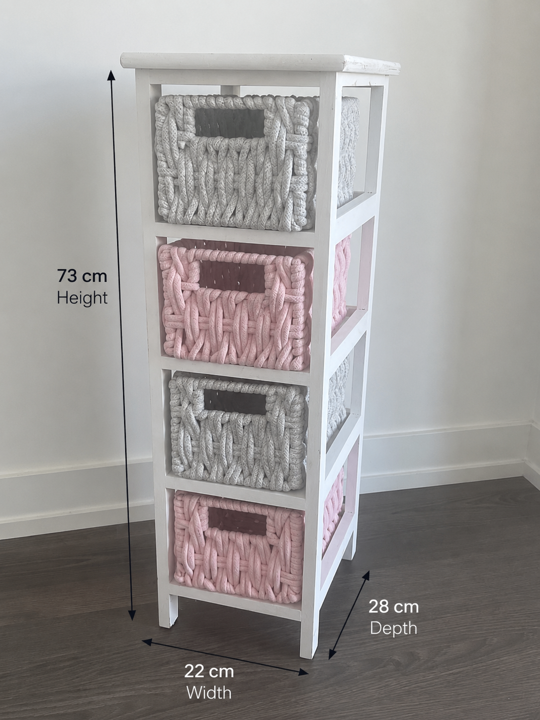 White Storage Tower with 4 Fabric Storage Baskets - photo 4