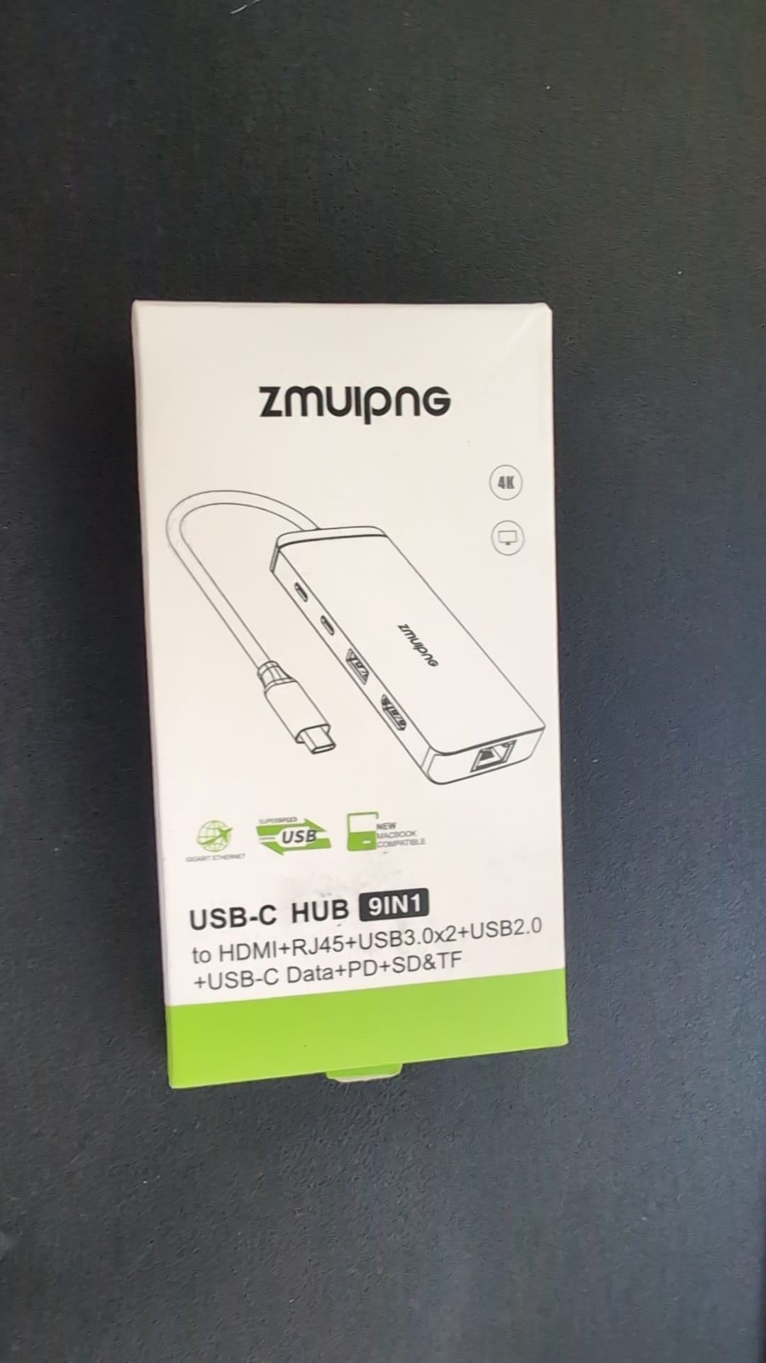 ZMUIPNG USB-C Hub 9-in-1 to HDMI, RJ45, USB 3.0, SD/TF