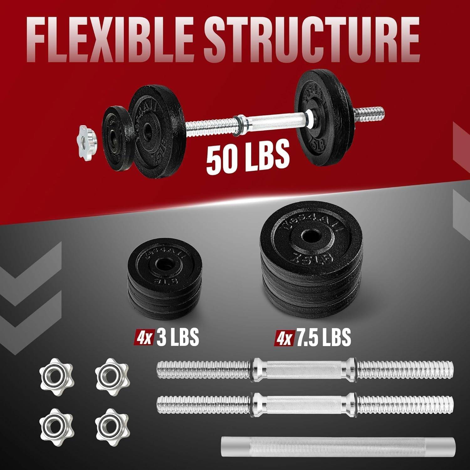 Yes4All Adjustable Dumbbell – 50 lbs + Connector - photo 2