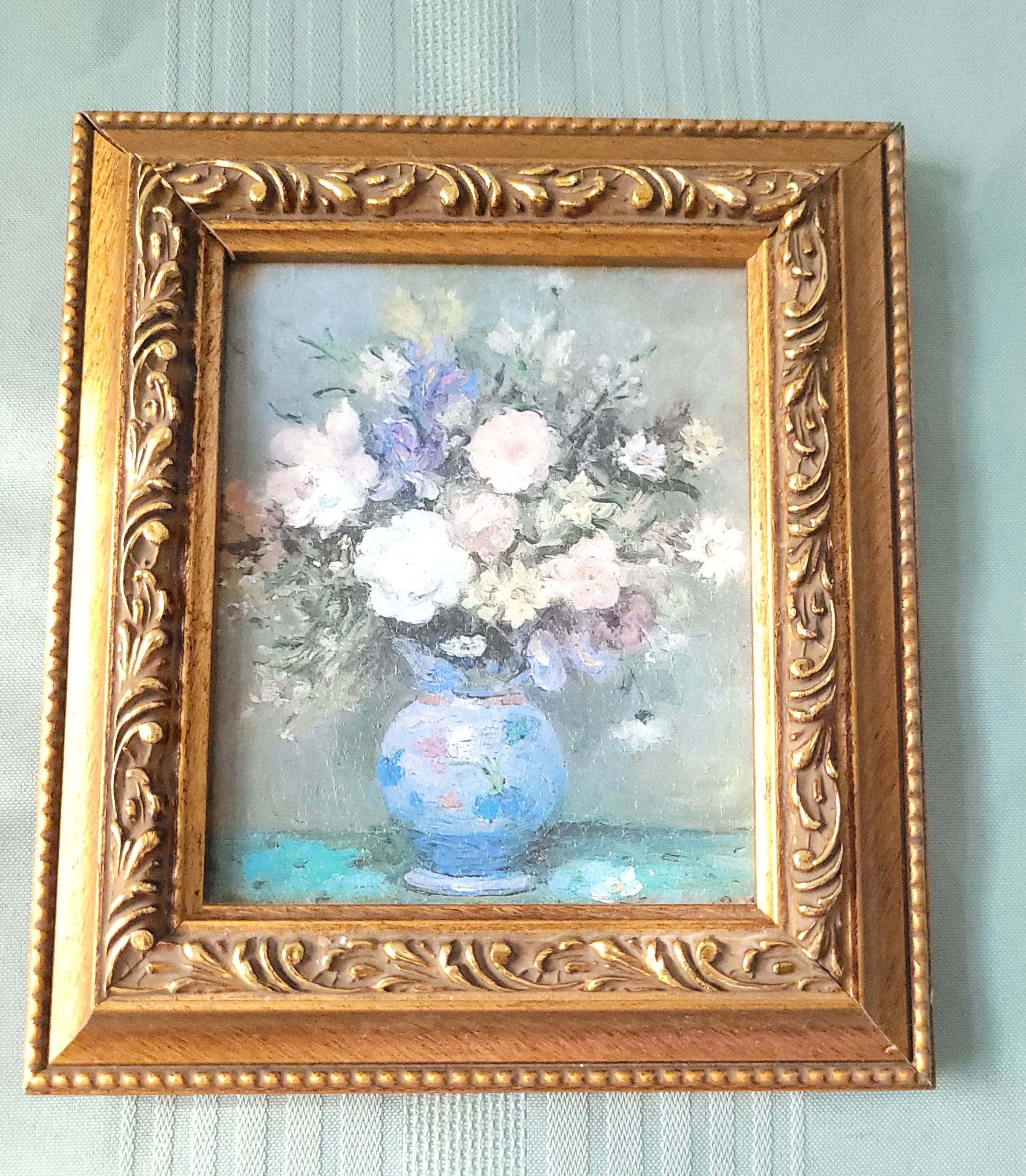 1990s Bombay Company Framed Art Print "Peonies / Iris" by Dyf