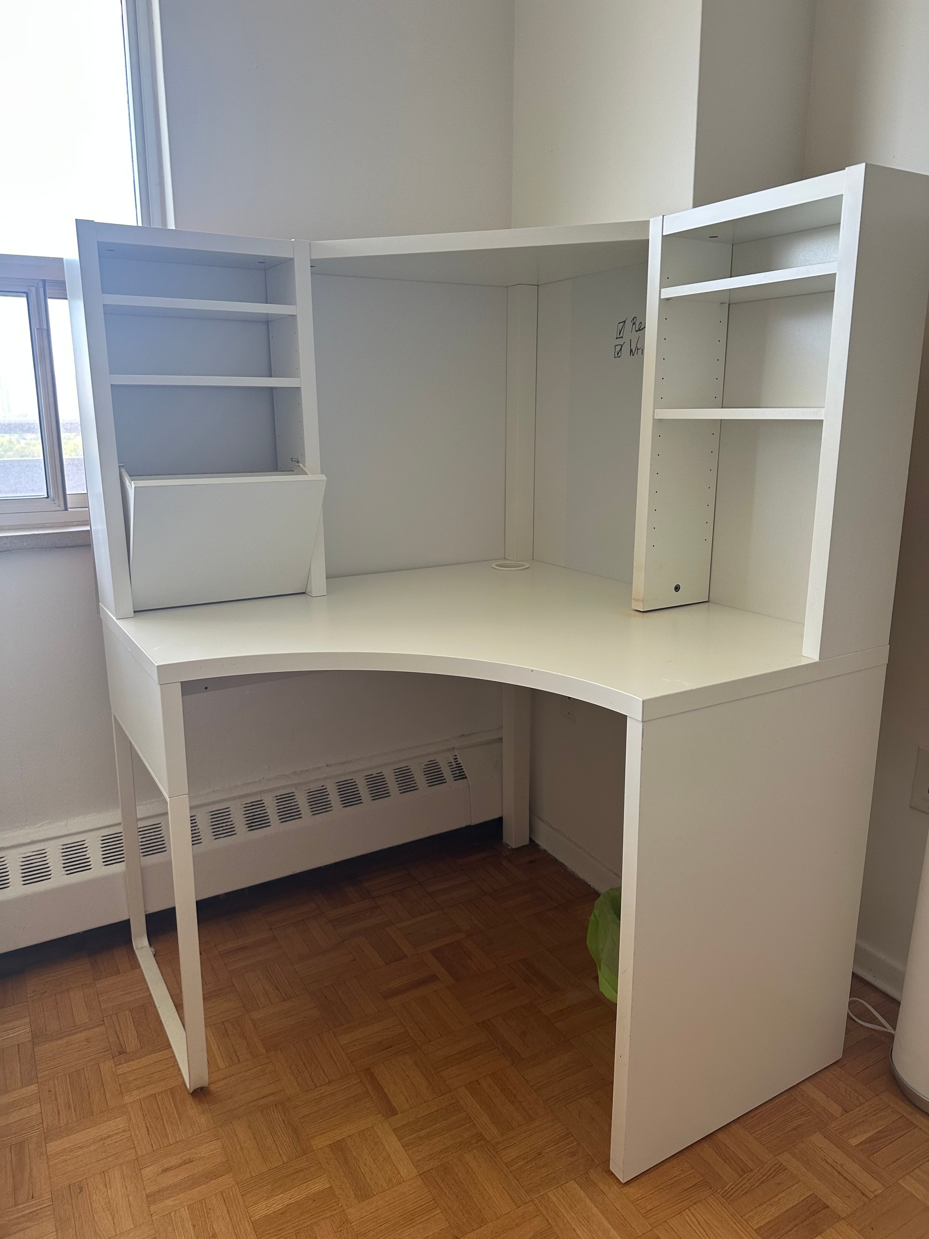IKEA MICKE White Corner Desk with Shelves - photo 2