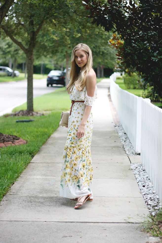 ZARA Floral Off the Shoulder Maxi Dress White Yellow - photo 4