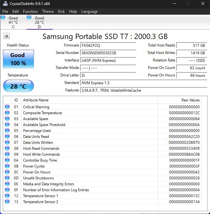 Samsung T7 Portable SSD 2TB — 100% Health - photo 5