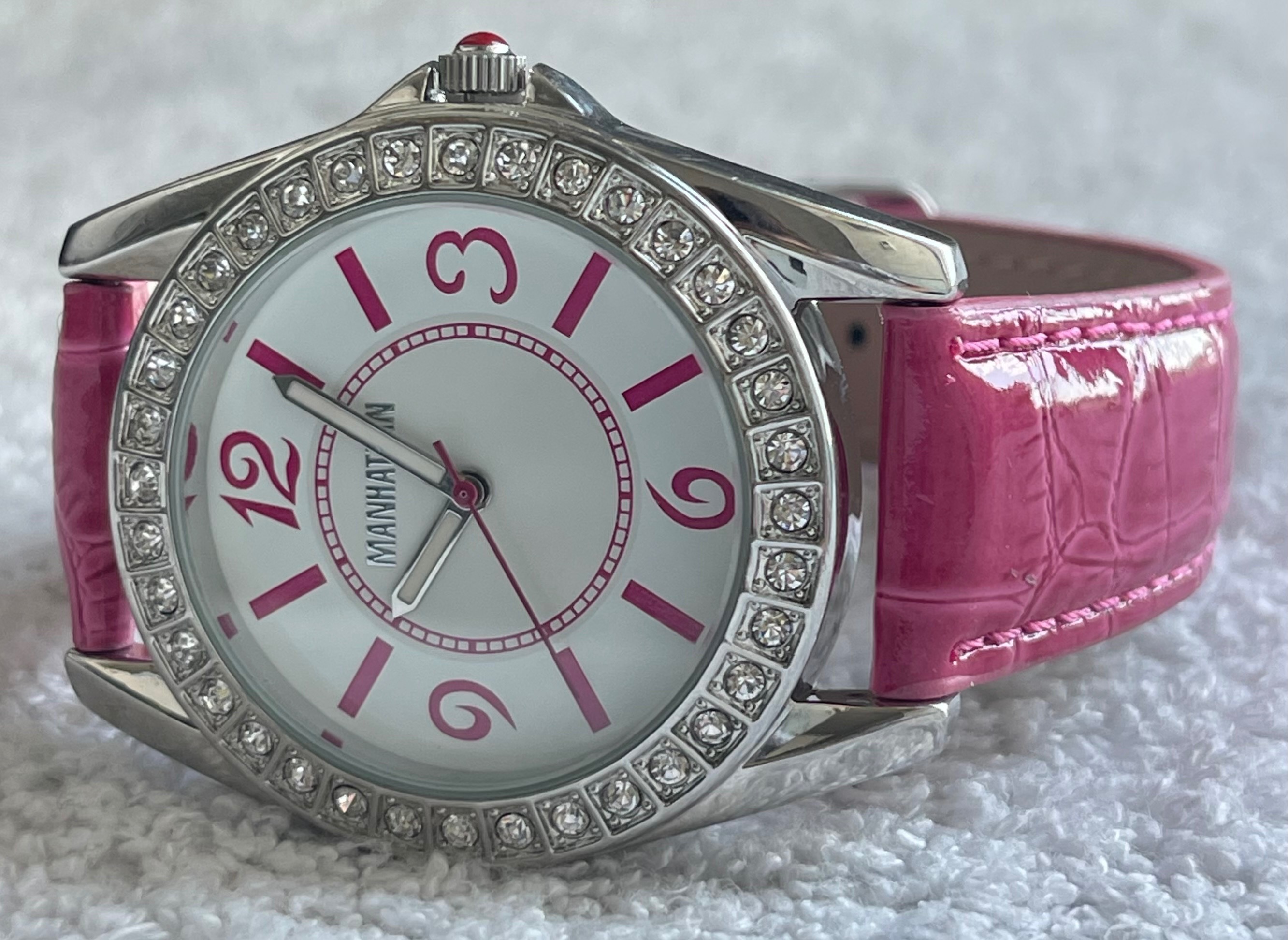 Manhattan by Croton Pink Crystal Watch CM204247 (Needs Battery)