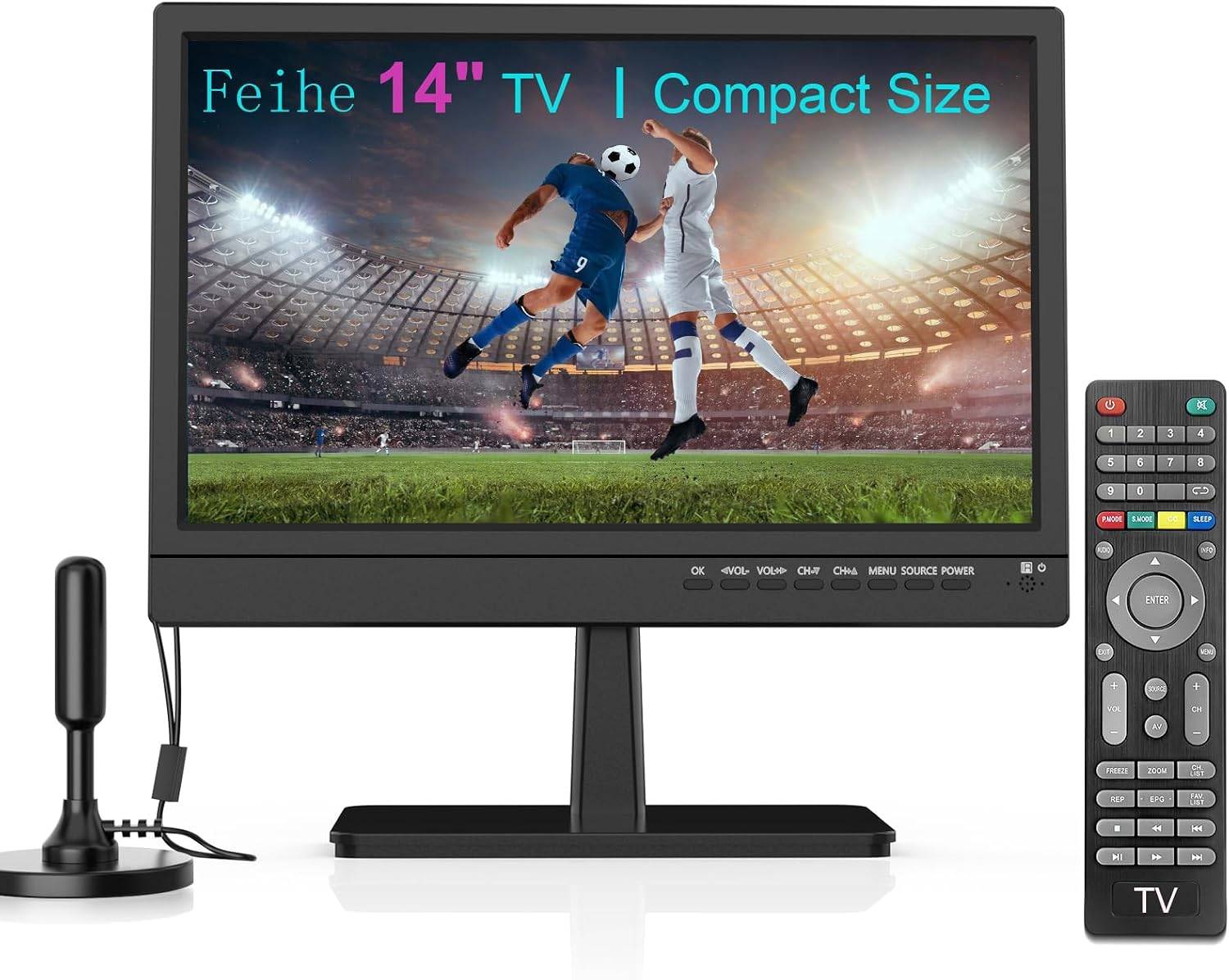 Feihe 14 inch Small Flat Screen TV with Antenna ATSC Tuner