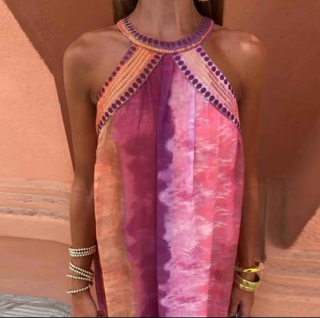 ZARA TIE-DYE DRESS WITH SEQUINS ROUND NECK - photo 3