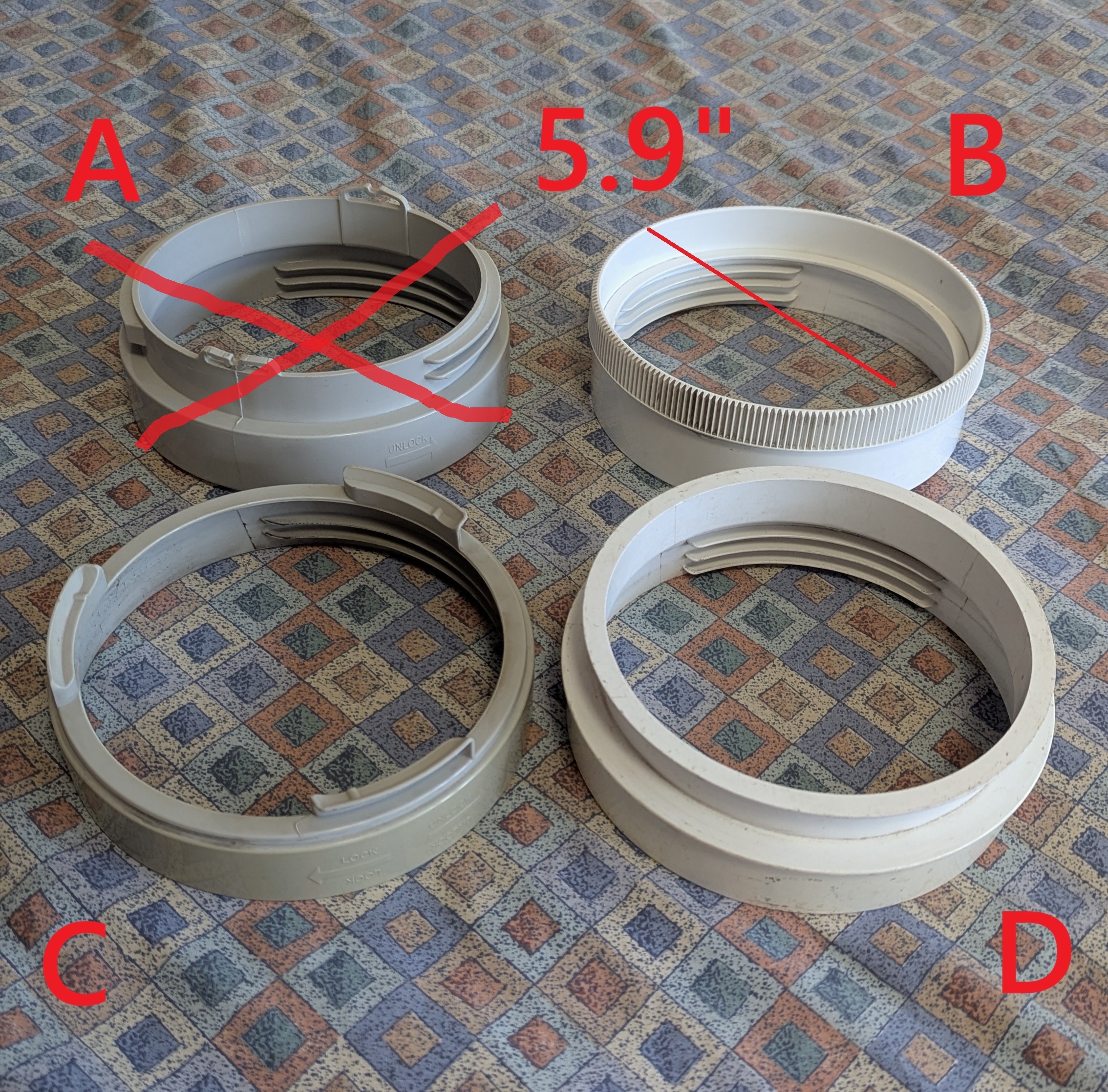 5.9"/15cm Exhaust Adapter Hose to Portable Air Conditioner AC Tu