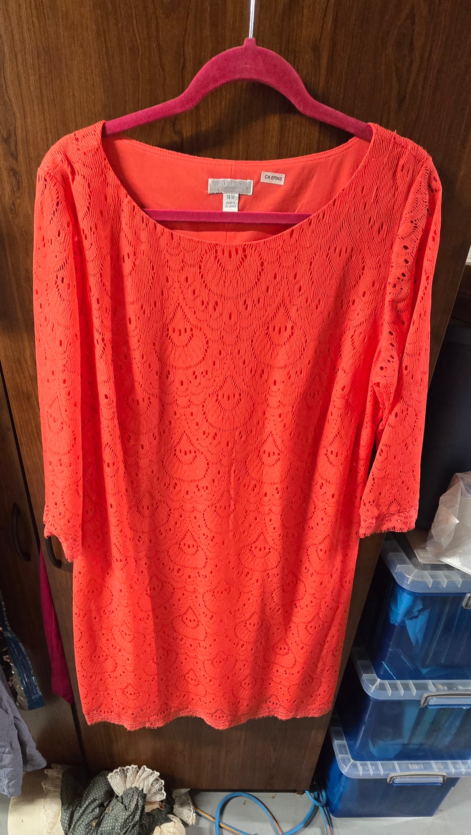 Orange Lace Cocktail length dress