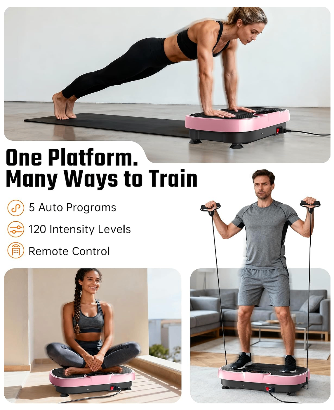 Pink Vibration Platform with Resistance Bands - photo 3