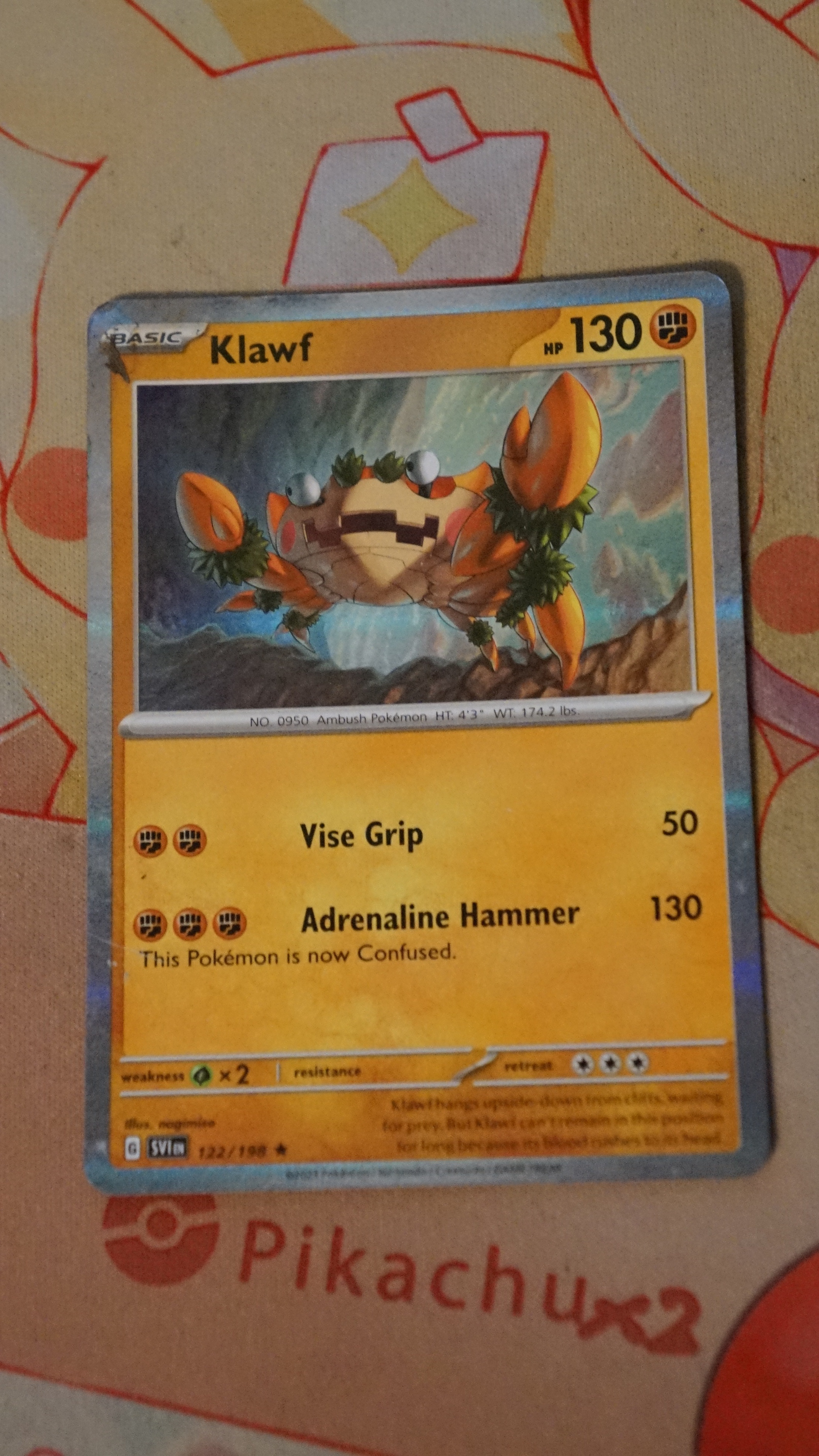 Pokemon Klawf 122/198 Scarlet & Violet Base Holo DMG - photo 3