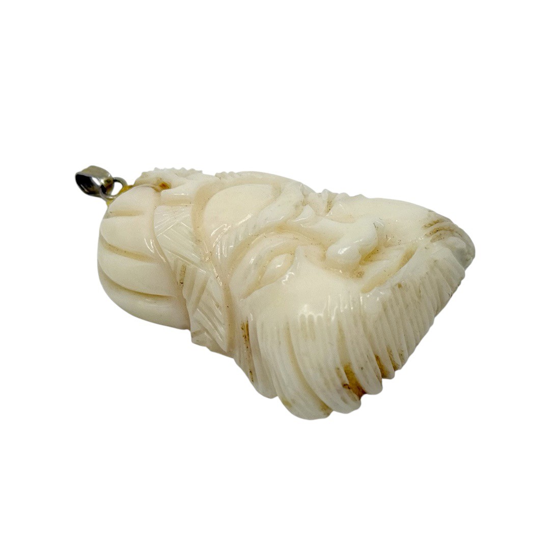 Vintage Chinese Angel Skin Coral Asian man pendant - GM1221 - photo 4
