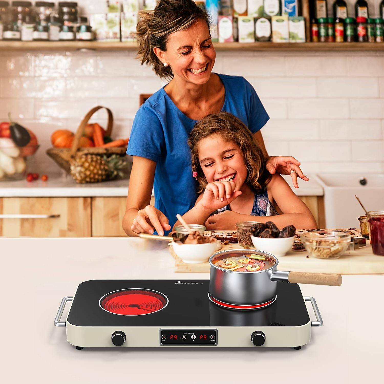 Electric Cooktop, Electric Stove 2 Burners with Knob Control - photo 5
