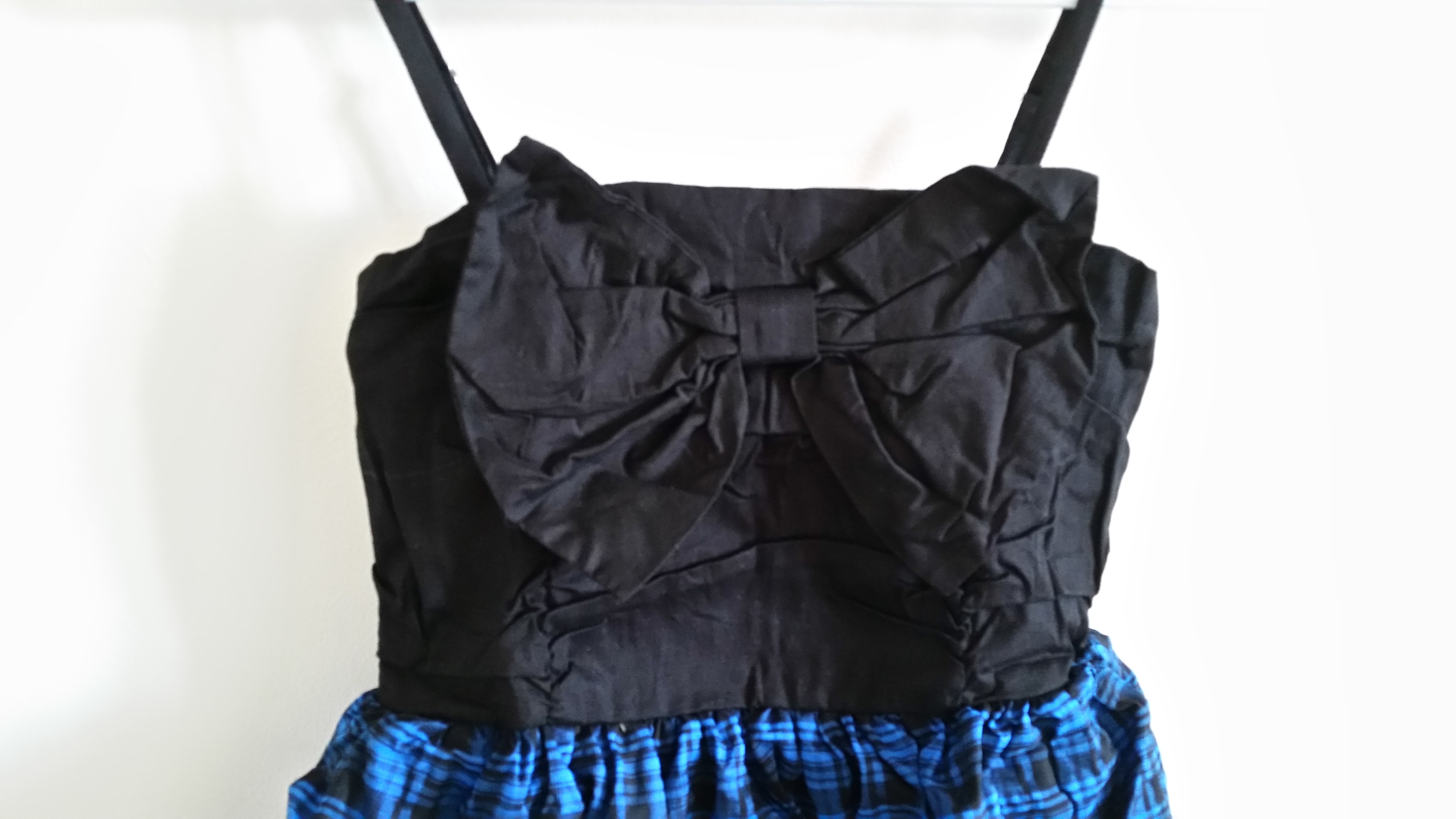 Cute Black and Blue Plaid Tiered Summer Dress with Bow Detail - photo 3