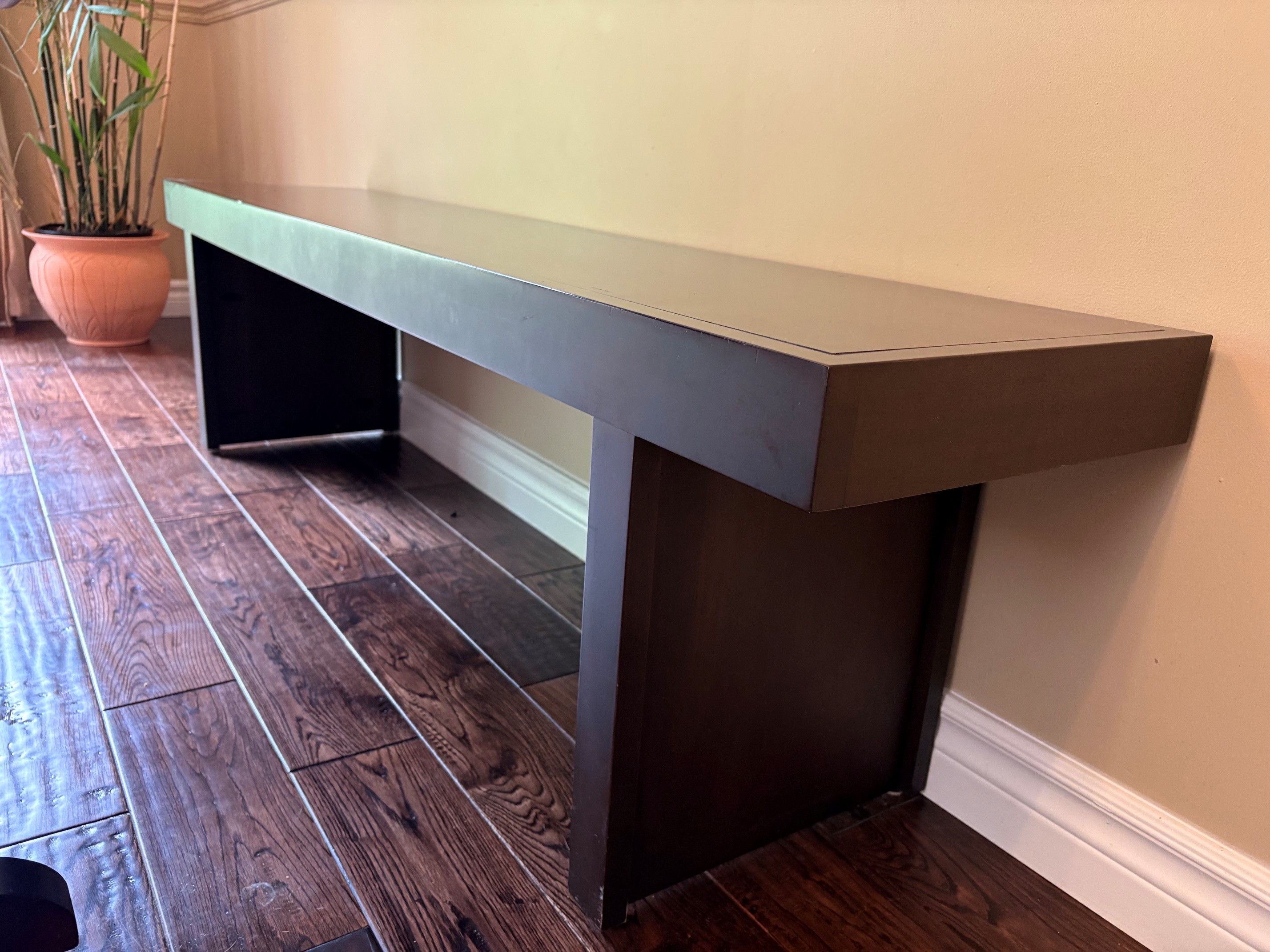 Dark Brown Wood Dining Table and Bench - photo 3