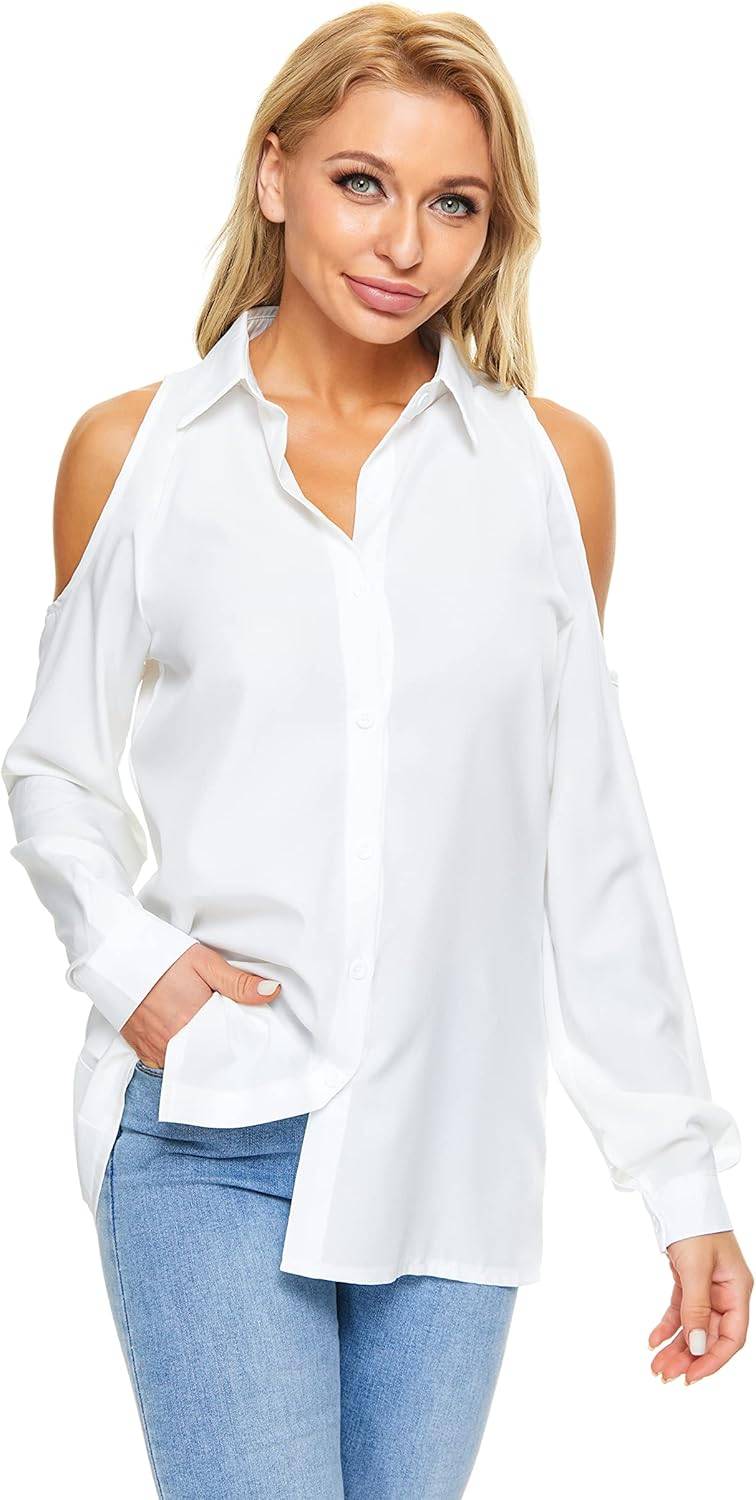 Banana Republic White Cold-Shoulder Blouse