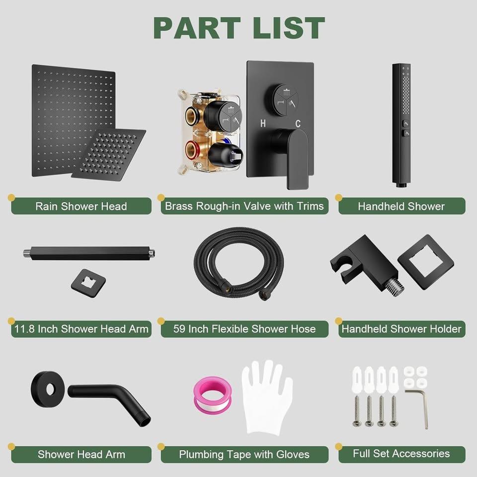 Faucet Set, Bathroom Shower System with 3-Setting Matte Black - photo 2