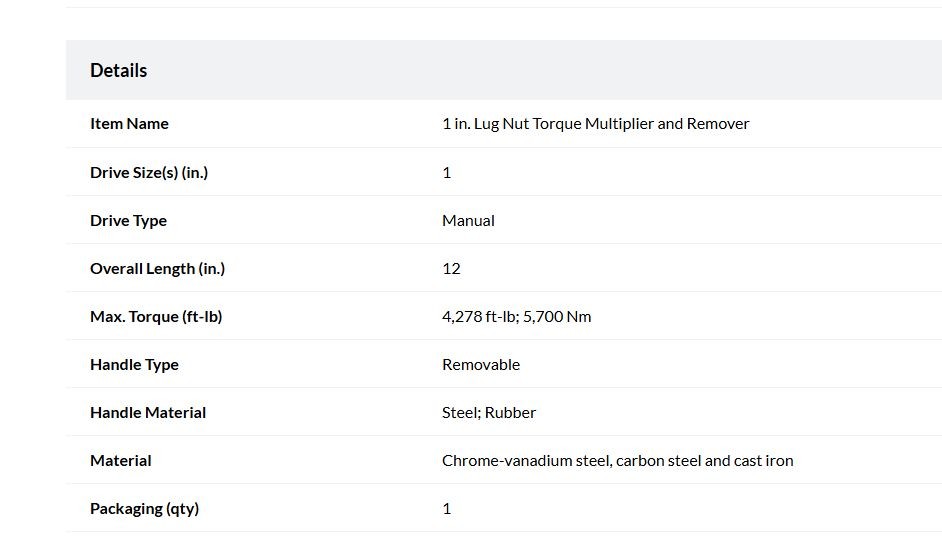 Nut Torque Multiplier and Remover - 1 in. Lug - photo 4