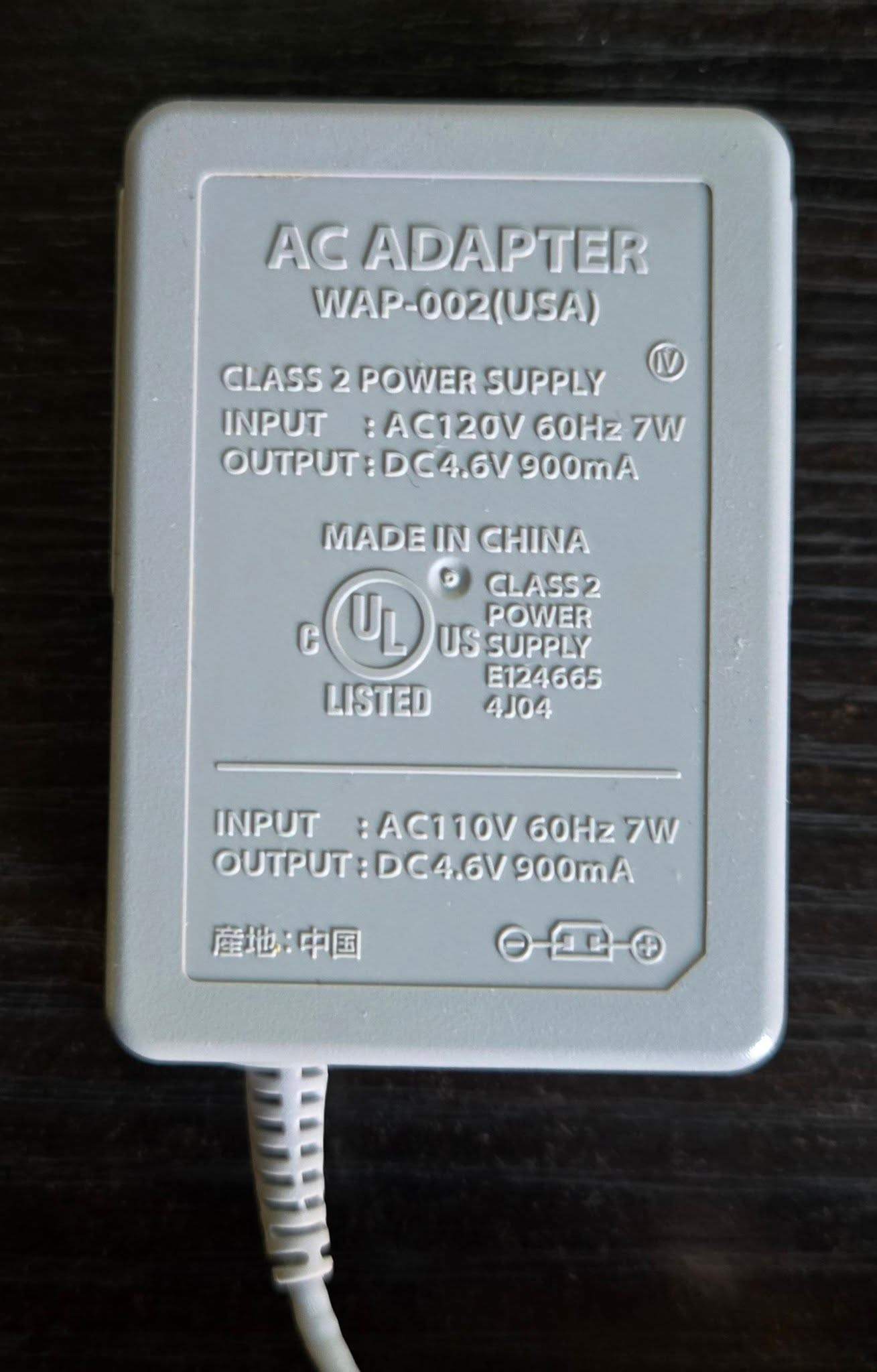 Original Nintendo 3DS XL Power Adapter Charger WAP-002