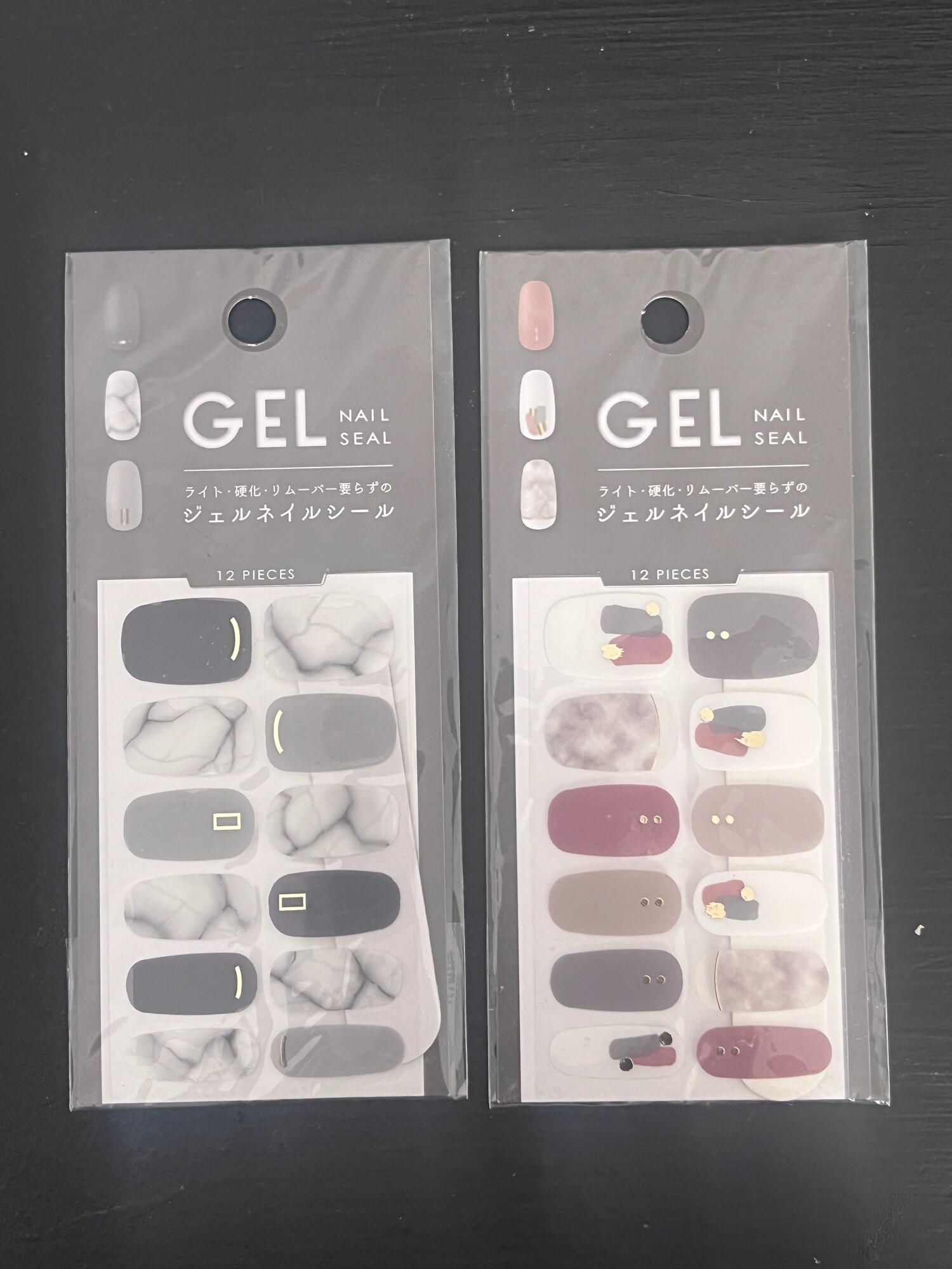 Gel Nail Seal Stickers - 2 Designs (Grayish Marble + Burgundy)