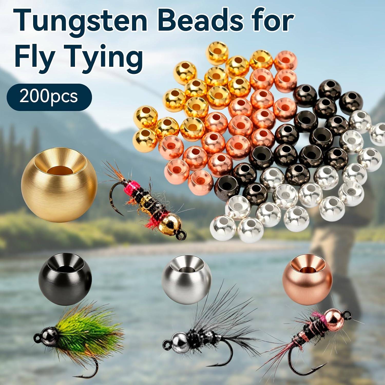 200pcs Tungsten Fly Tying Beads 2.0mm - photo 3