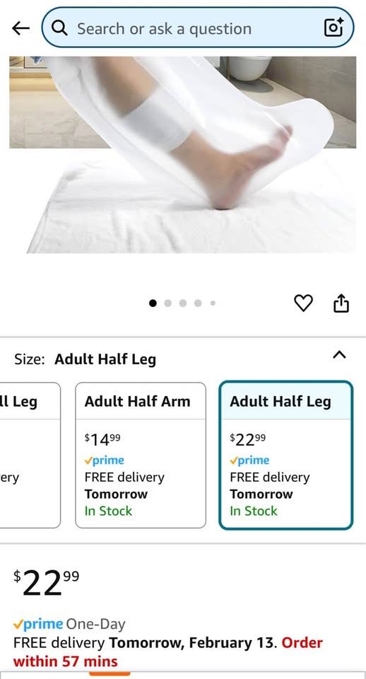 Aifounds Waterproof Adult Half-Leg Cast Cover & Wound Protector - photo 2