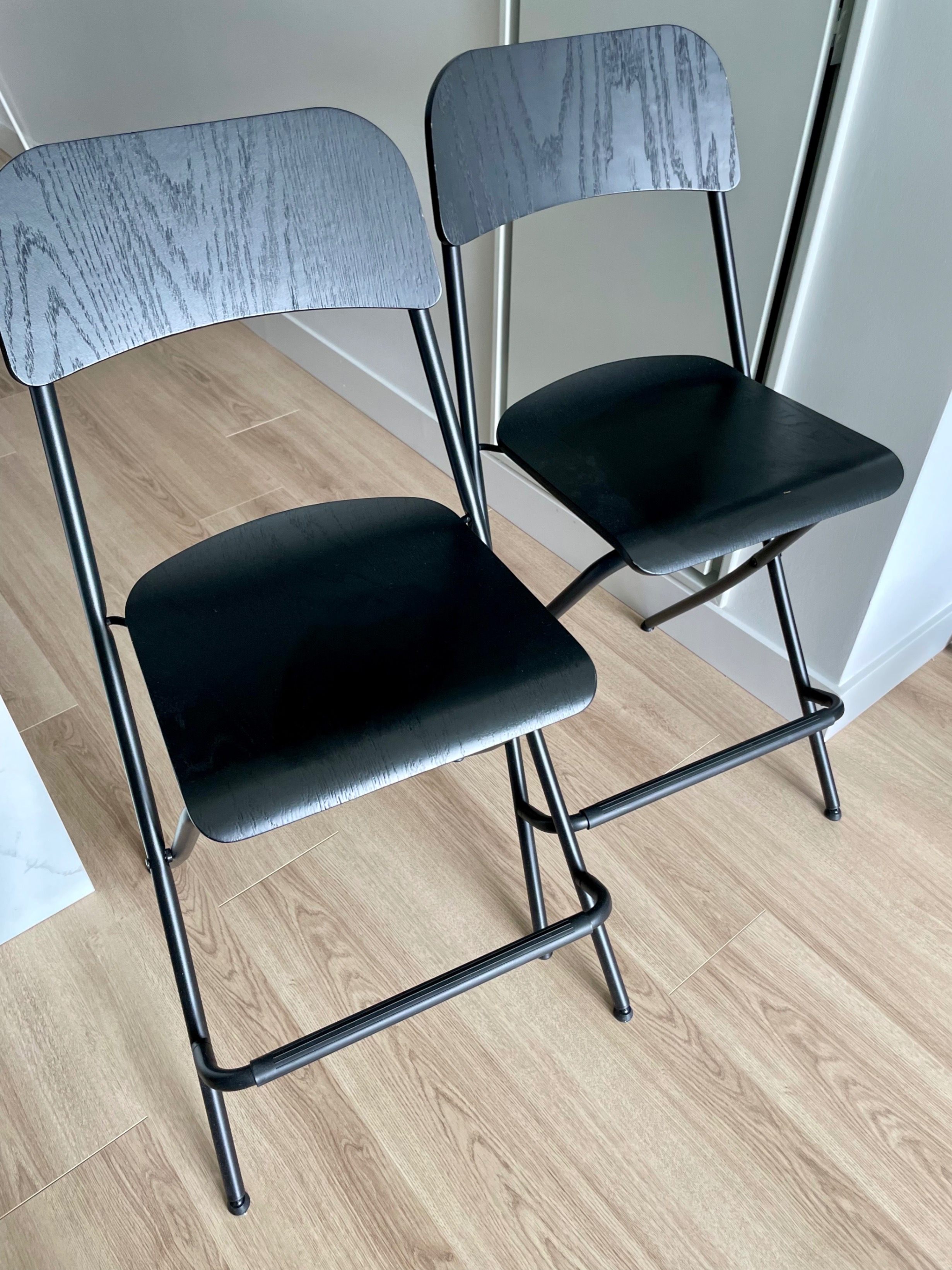IKEA FRANKLIN Bar Stool with Backrest (Foldable) – Black x 2