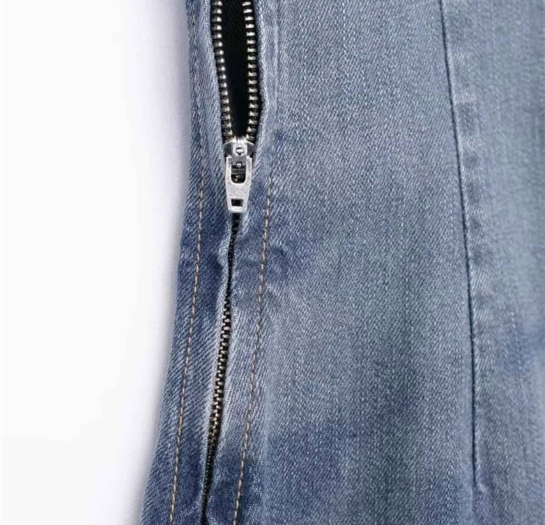 Zara Lace Denim Side Slit Dress - photo 5