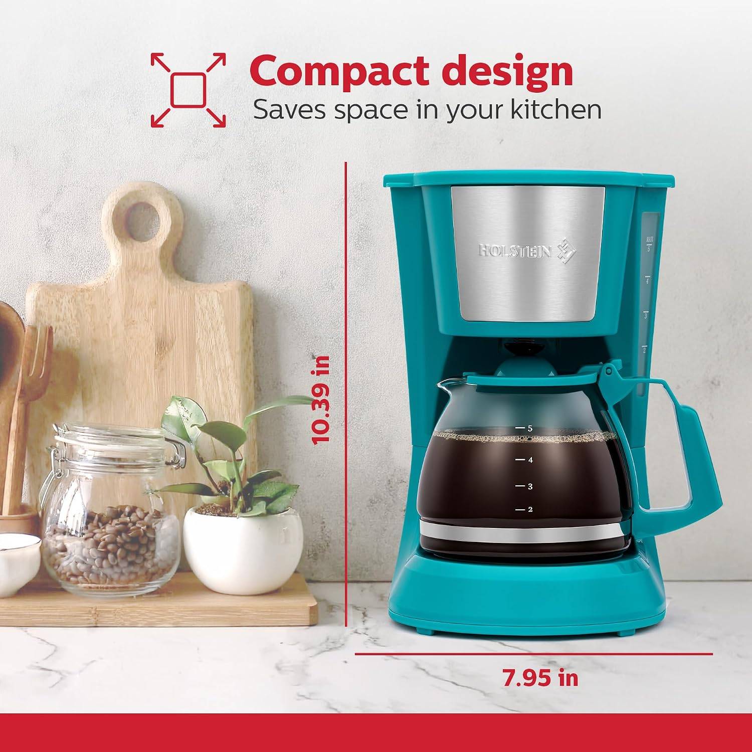 Holstein Housewares 5-Cup Coffee Maker – Teal - photo 3