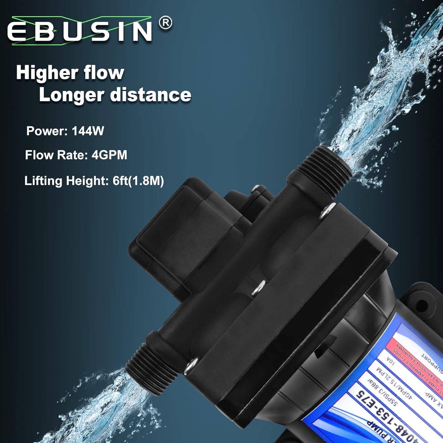12V RV Water Pump — 4 GPM / 55 PSI (Automatic Demand Diaphragm) - photo 2