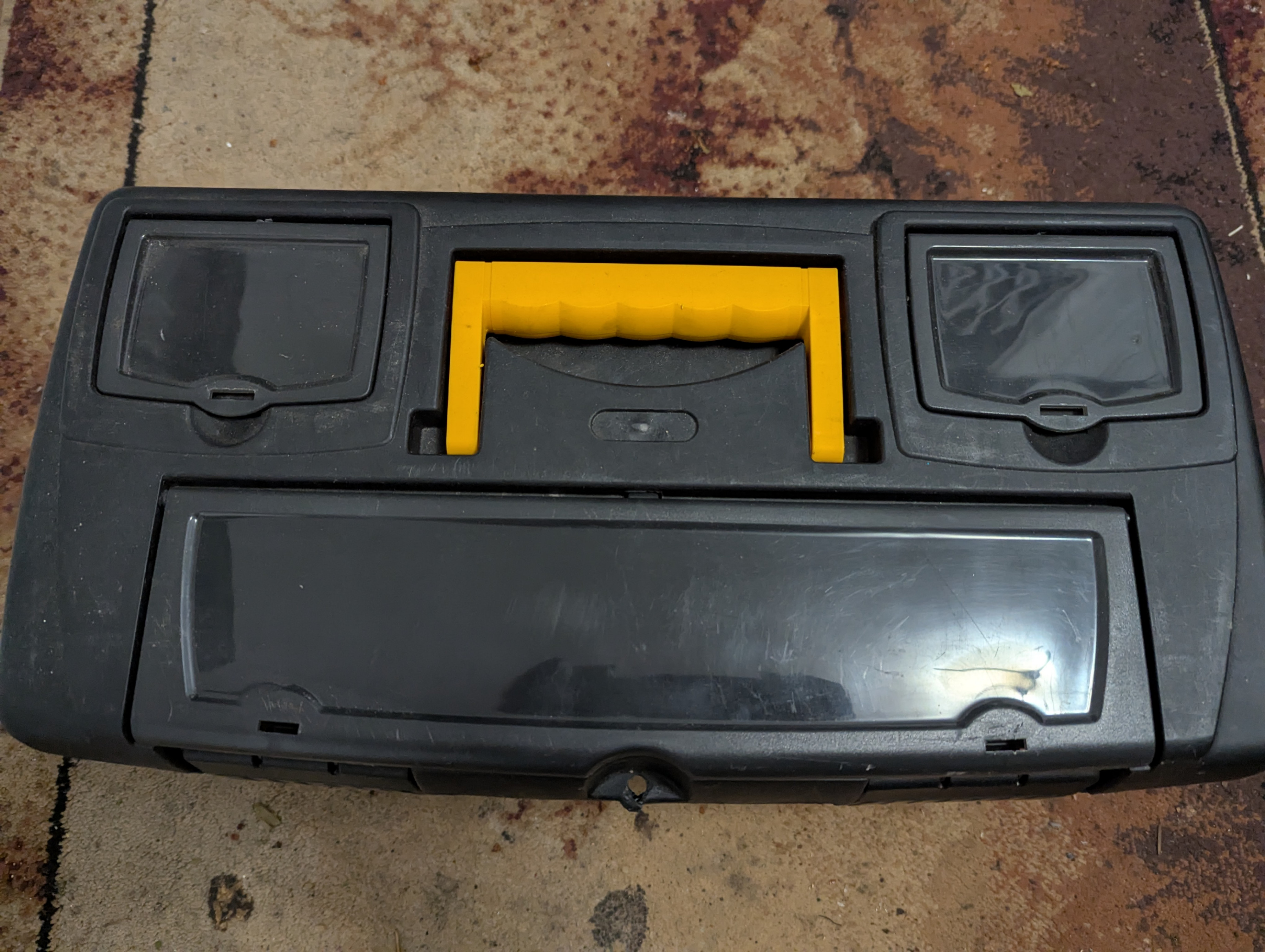 Black Plastic Tool Box w/ Yellow Handle - photo 2