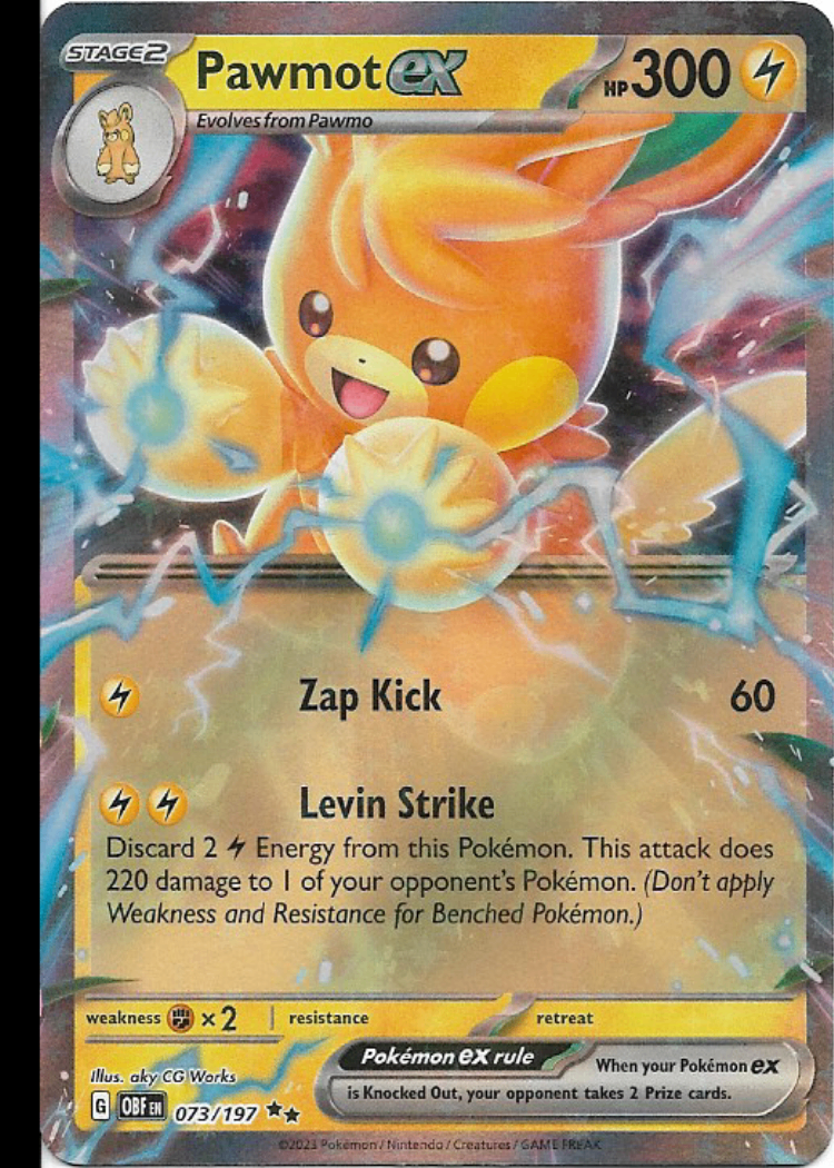 Pokemon Pawmot ex 073/197 Obsidian Flames Double Rare NM