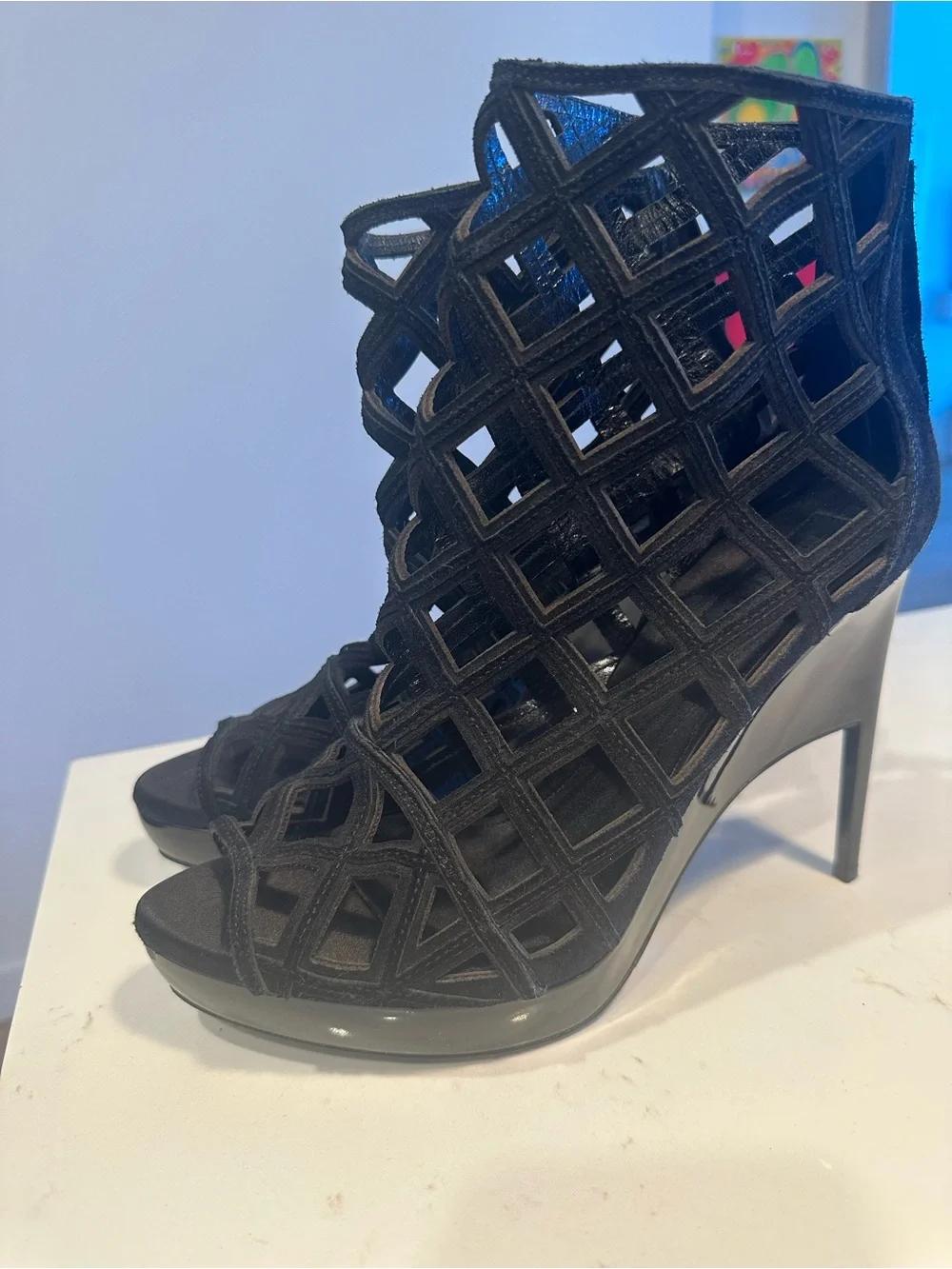 Burberry Black Open-Toe High Heels 125mm
