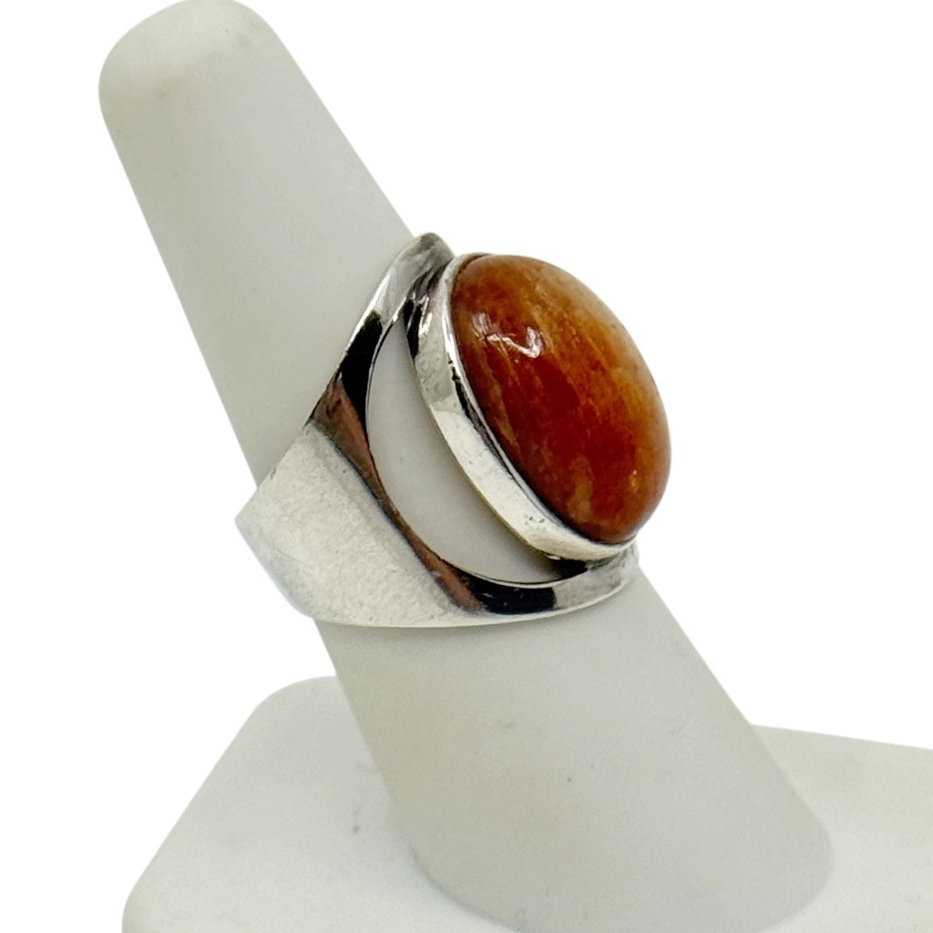 Sterling silver natural sunstone cabochon ring - GM1002 - photo 3