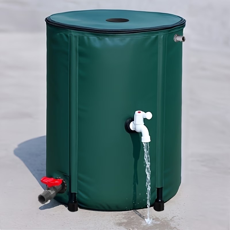 53 Gallon Green Portable PVC Rain Barrel
