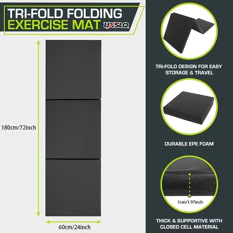 1.97in Thick Tri-Fold Yoga Mat - Yellow - photo 2