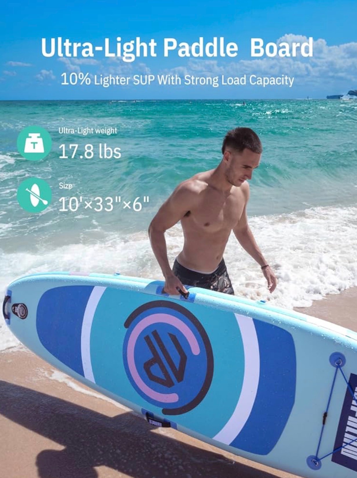 (Ultra-Light) Inflatable Paddle Board 10'x33"6'' StabilTrac Fin - photo 4