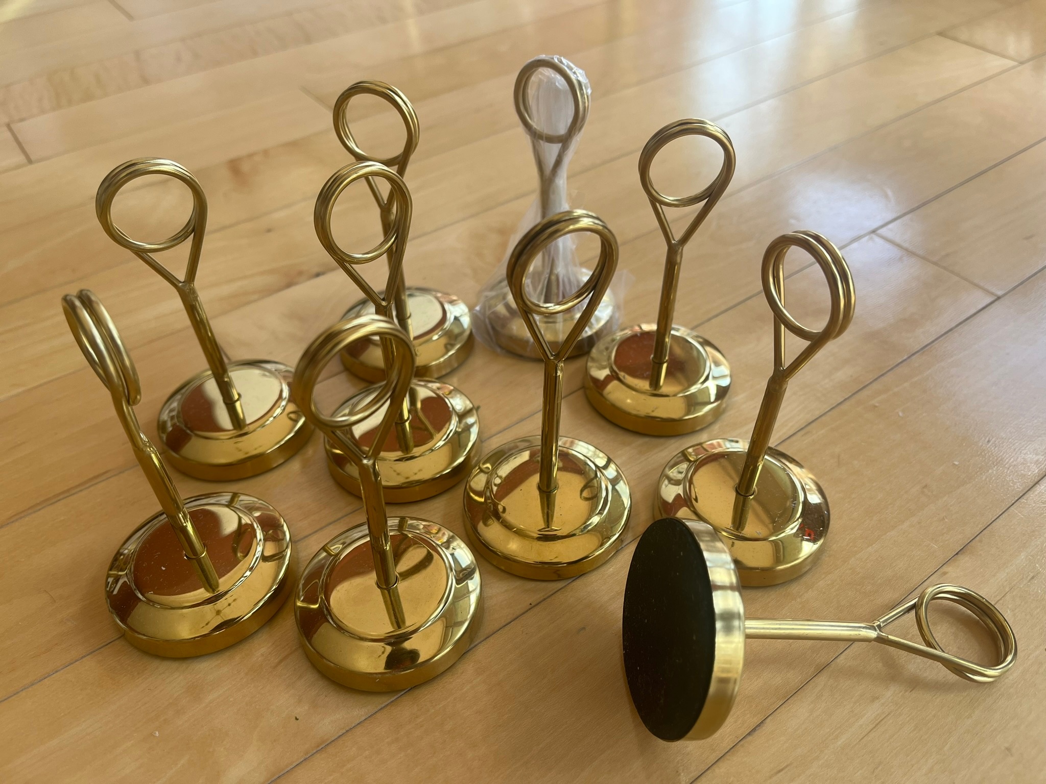 Set of 10 Gold Sign Holders