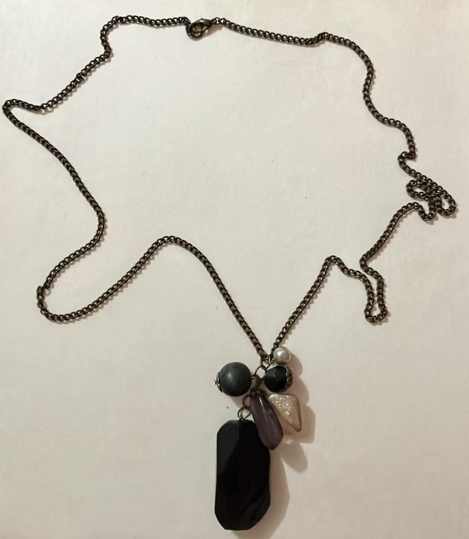 Vintage Necklace Dangling Chain with Beads - 30 Inches