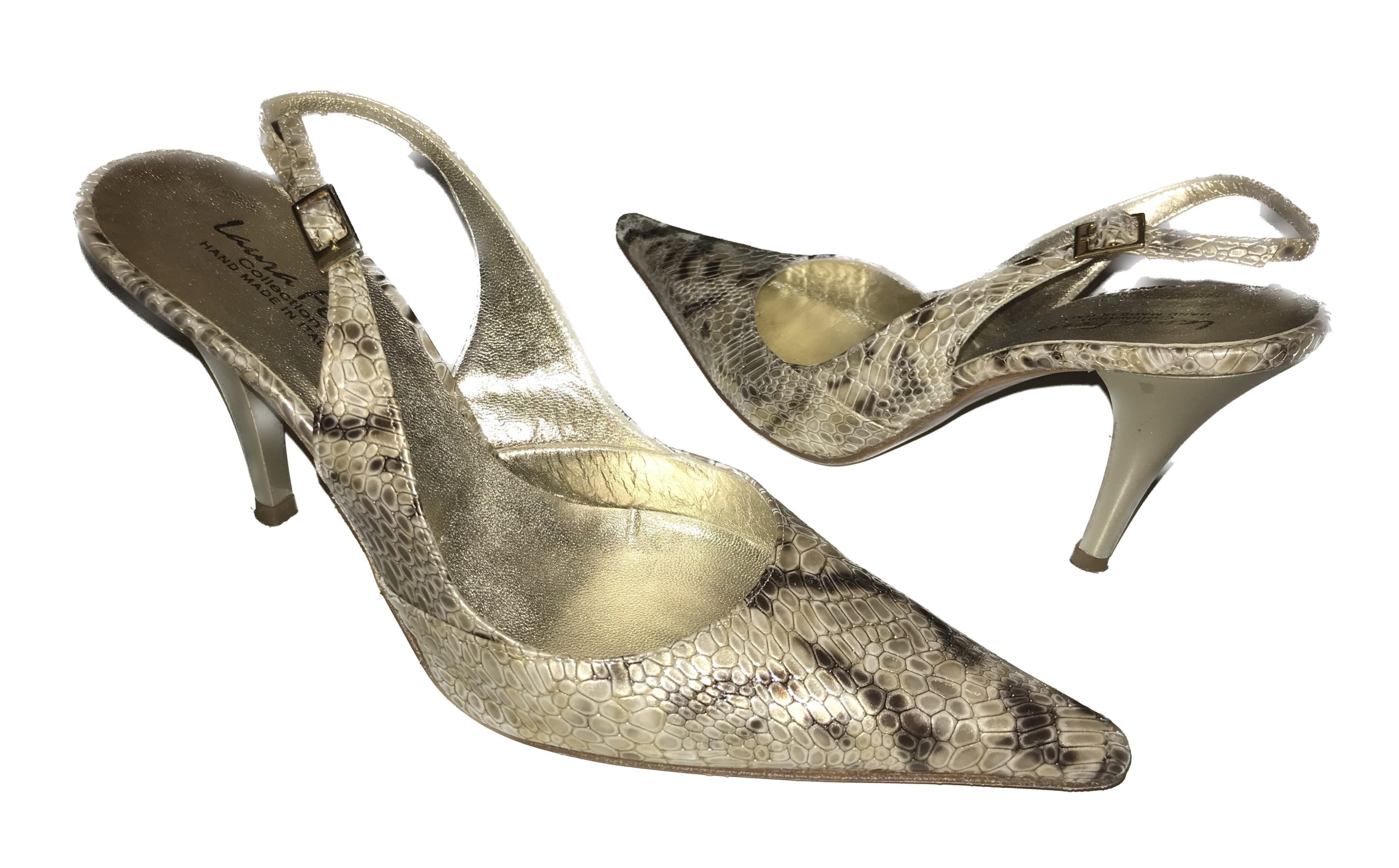 Laura Ferri Crocodile-Print Slingback Heels