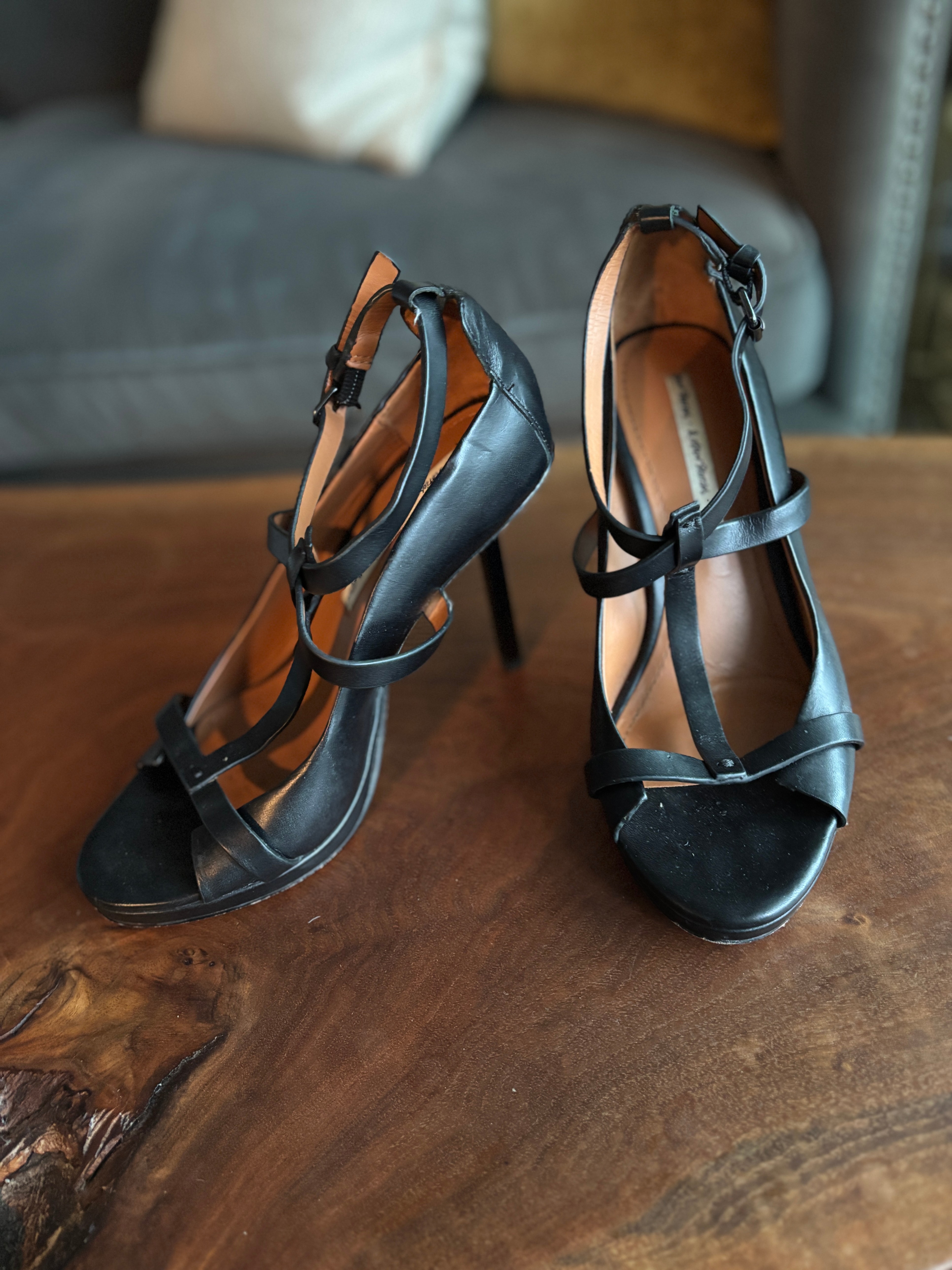 &OtherStories Black Leather Cage Platform Heels - 37 EU / 6.5 US
