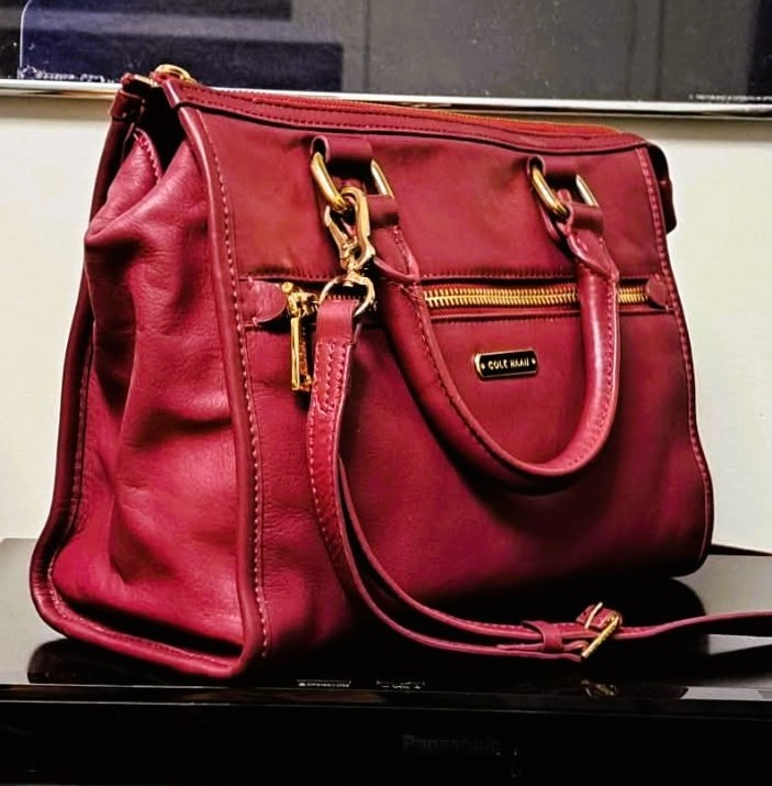 Cole Haan Smooth Genuine Leather Designer Luxury Satchel Handbag